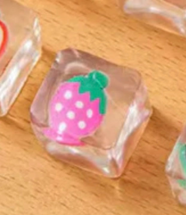 Pink Strawberry Ice Cube Squishy Fidget