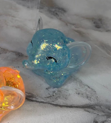 Blue Glitter Elephant Squishy Fidget