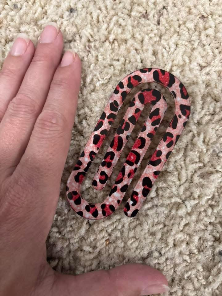 Pink Animal Print Jumbo Paper Clip / Bookmark