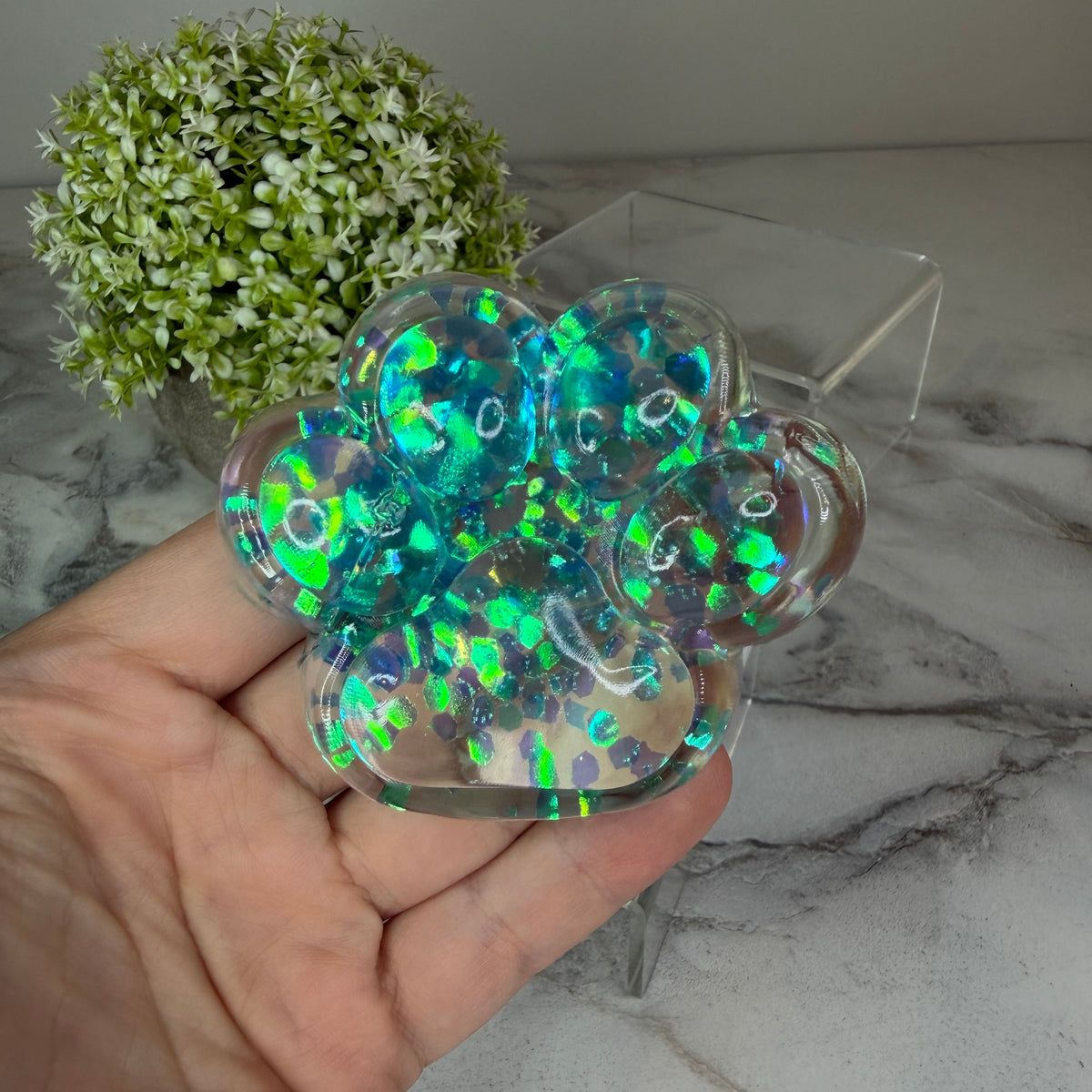 Blue Glitter Paw Squishy Fidget