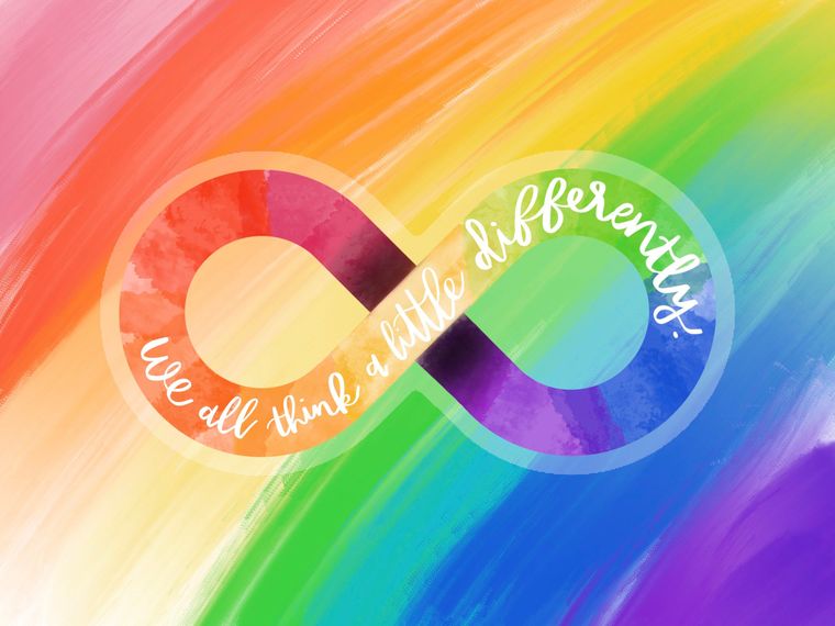 Autism Awareness Month Clear Sticker | Rainbow Infinity Symbol for Autism Awareness, We all think a little differently autism awareness