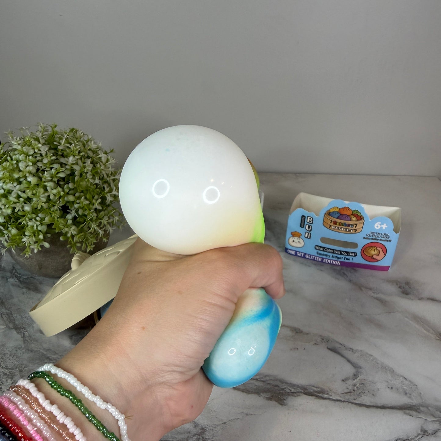 Squishy Toy - Viral Dumpling, Multi Color Spray Paint  + New Face