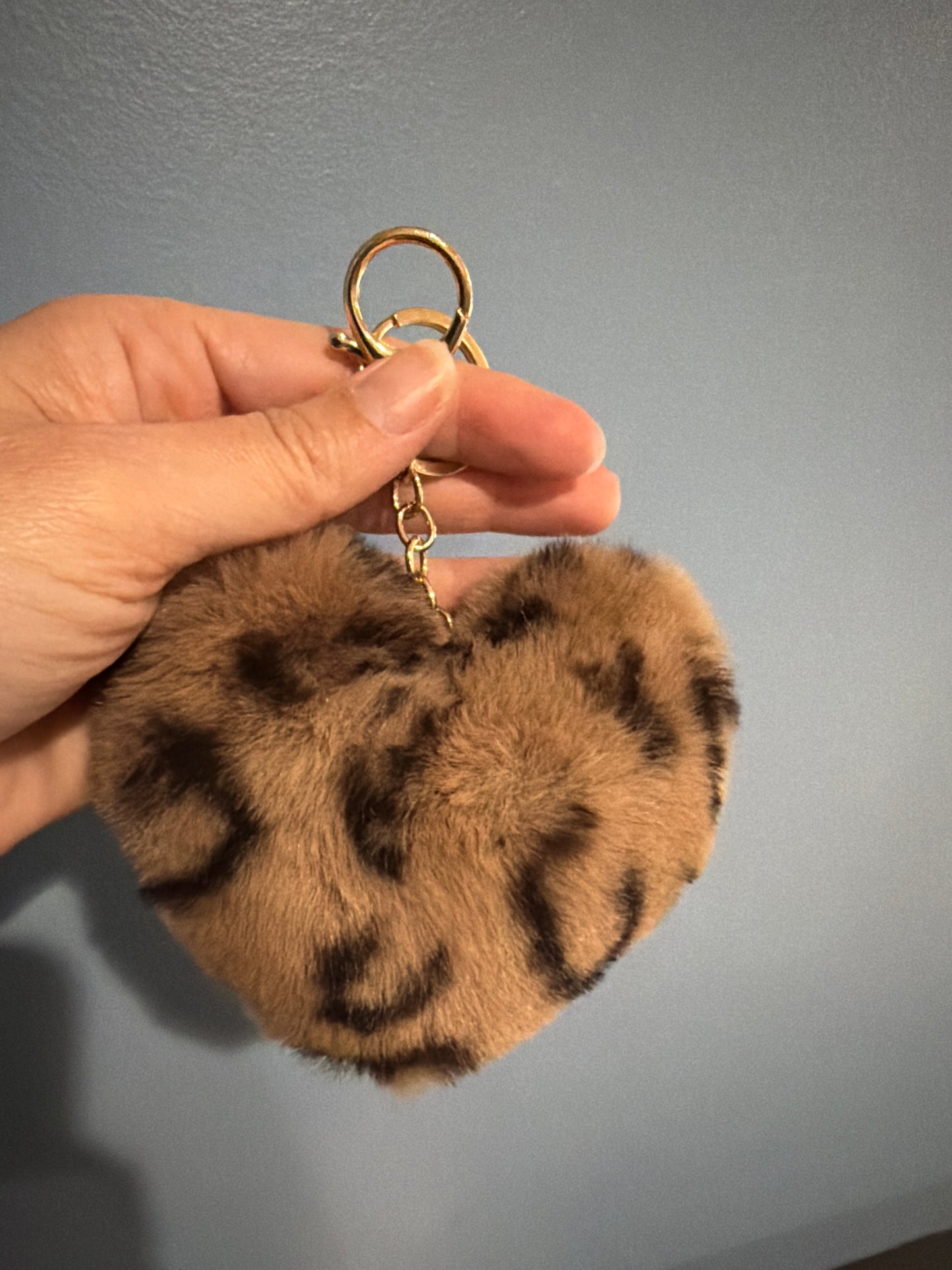 Large Animal Print Heart Key Chain
