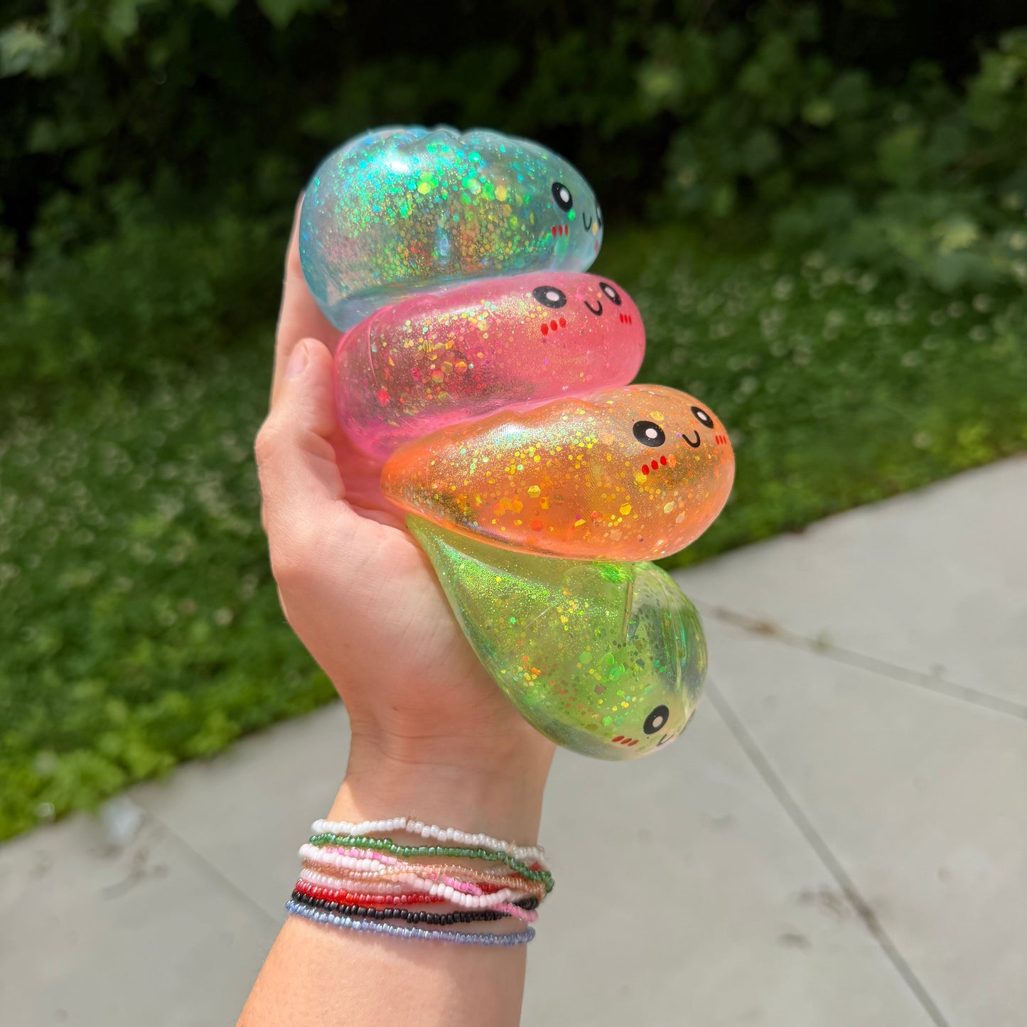 Squishy Toy - Viral Dumpling, Slow Rise Glitter #2 - Orange