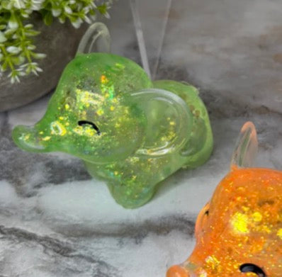Green Glitter Elephant Squishy Fidget