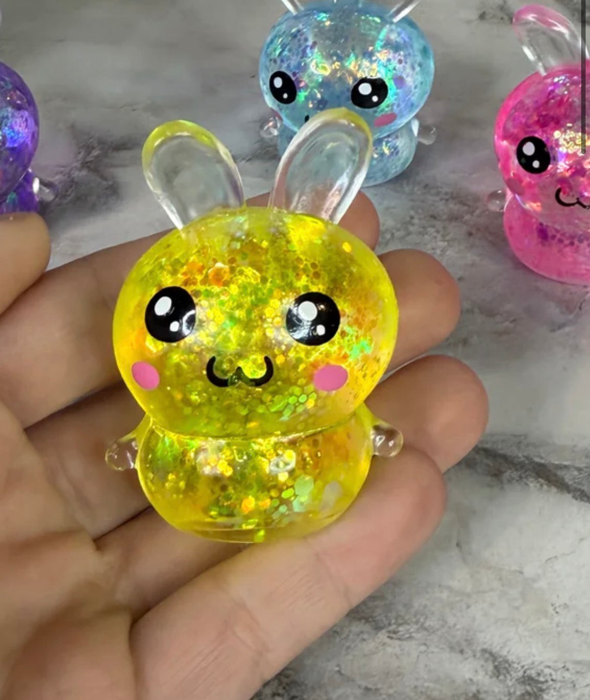 Yellow Glitter Bunny Squishy Fidget