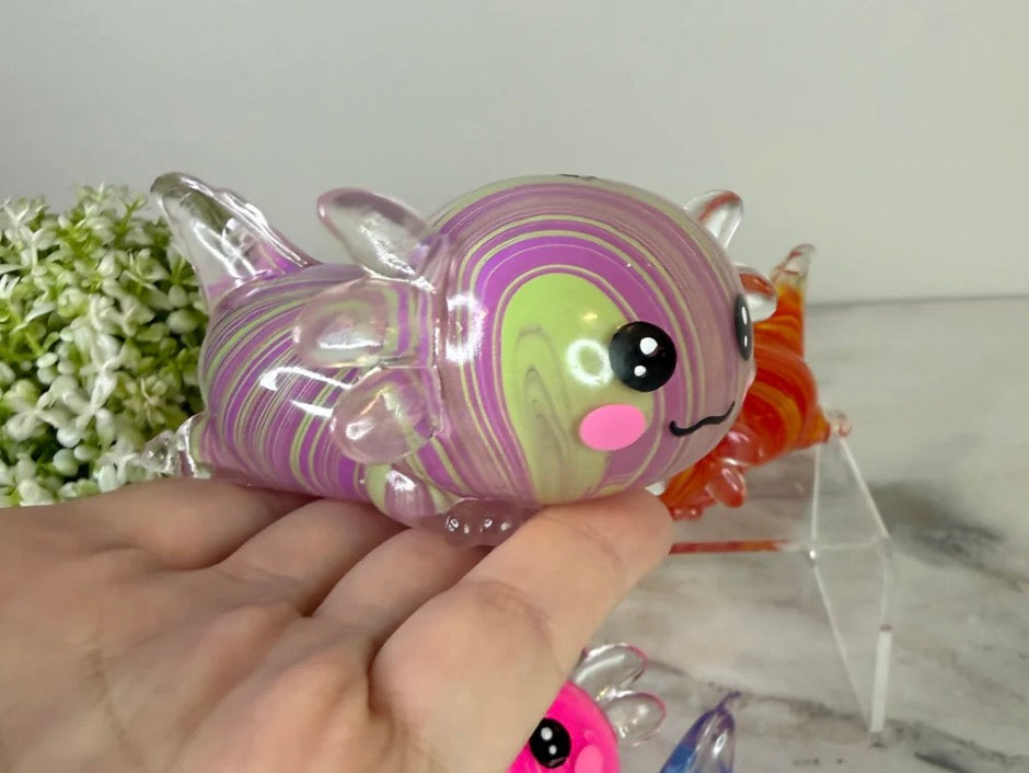 Purple/Green Marble Axolotl Squishy Fidget