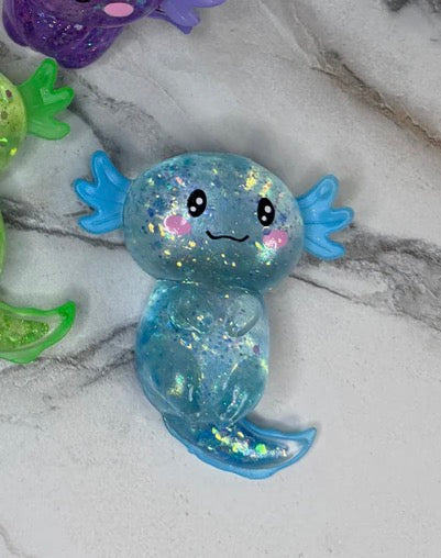 Blue Glitter Axolotl Squishy Fidget