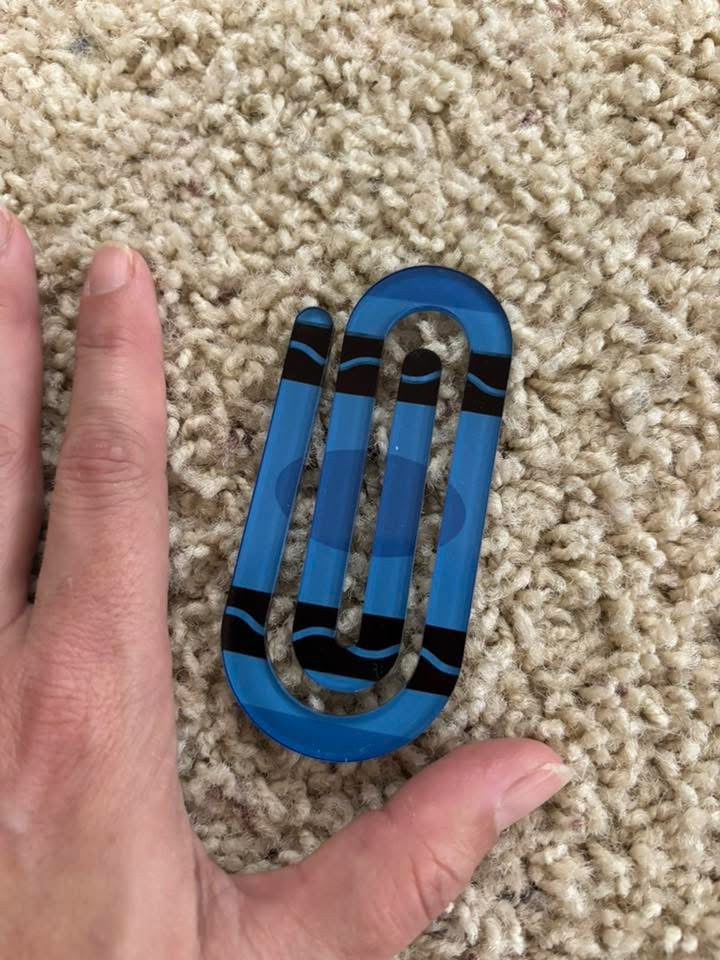 Blue Jumbo Paper Clip - Bookmark