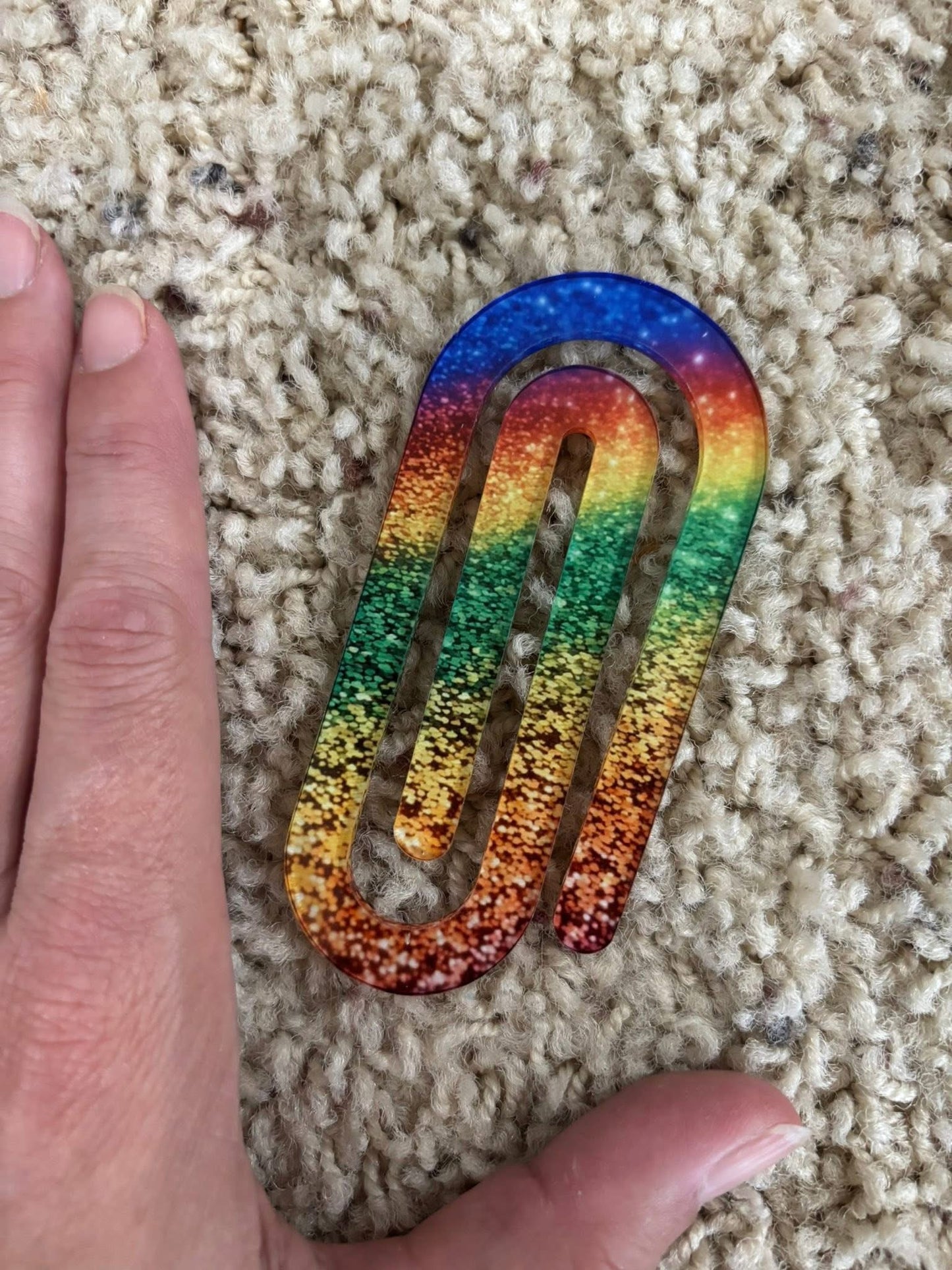 Rainbow Glitter Jumbo Paper Clip - Bookmark