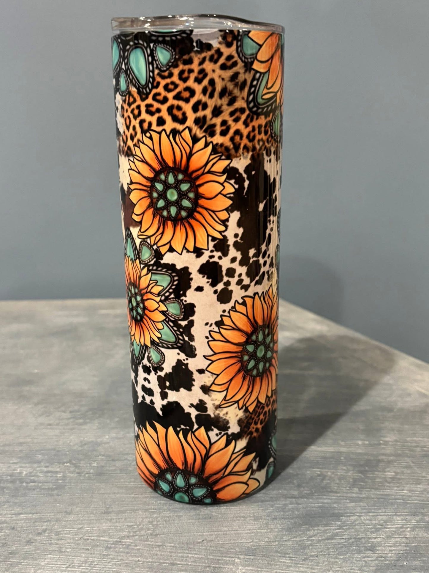 Animal Print Sunflower Tumbler
