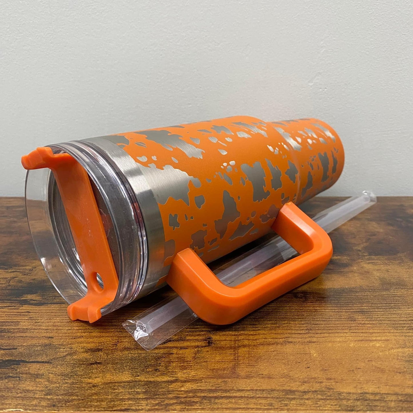 Orange Etched Animal Print 40 oz Tumbler