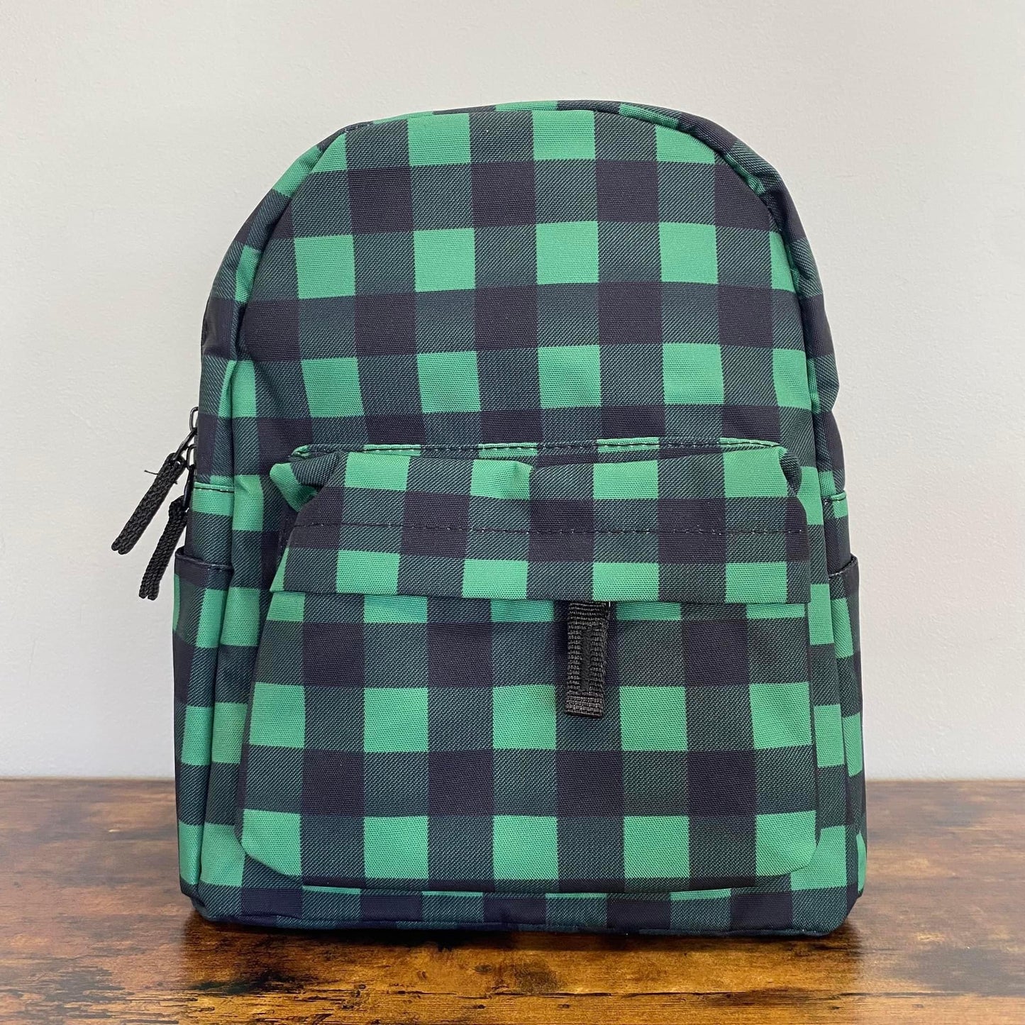 Green Checkered Mini Backpack